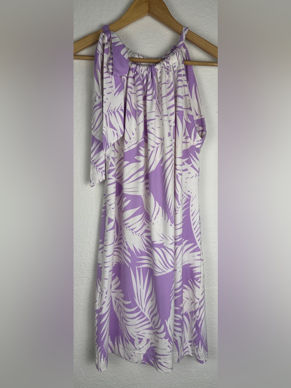 La Mer Luxe Womens S Lavender Palm Print Halter Tie Mini Dress Resort Beach